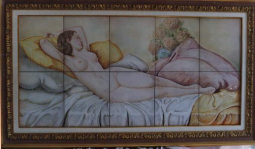 Ceramiche d-Arte di Albisola - Pannello in maiolica ispirato ad un dipinto 
di Robert Duflos